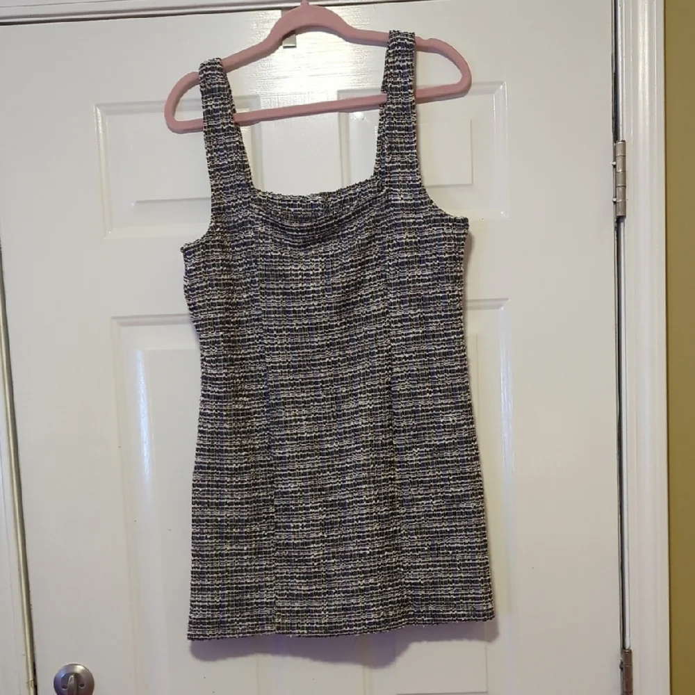 Free People Square Neck Button Front Tweed Mini Dress Size Small NWT Boho Boucle - Picture 6 of 7